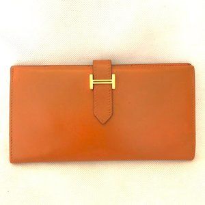 Authentic Hermes Orange Bearn Bifold Wallet